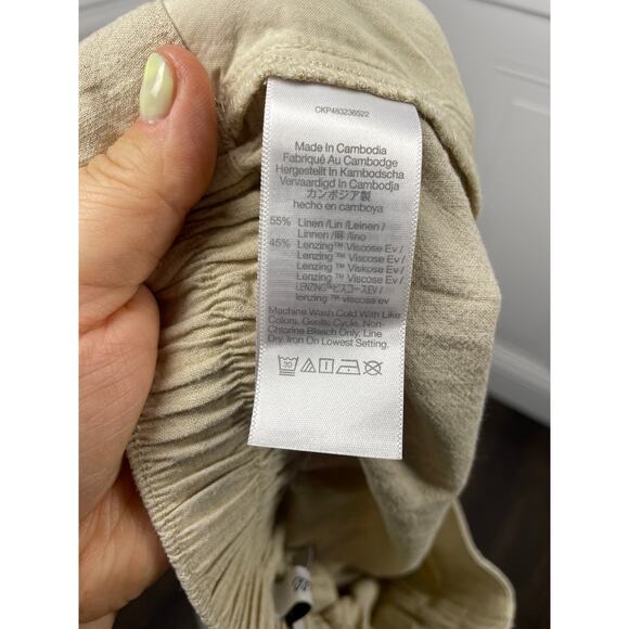 Madewell, Size 2, Pull-On Straight Crop Pant, Wide Leg, Light Tan, Linen Blend - Picture 6 of 8